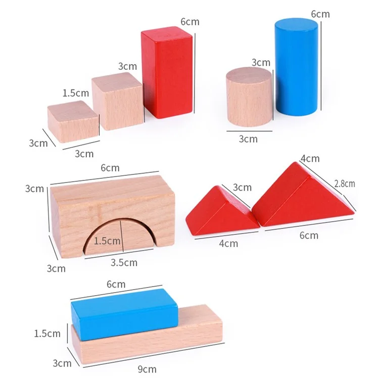50 Stück / Set Bunte Bauklötze aus Buchenholz, Stapelklötze, Kinderspielset, Lernspielzeug