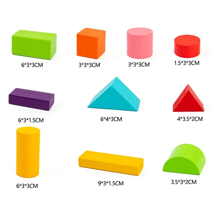100 Stück / Set Bauklötze Spielset Buchenholz Stapelbare bunte Blöcke Lernspielzeug für Kinder