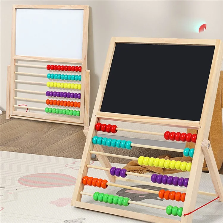 Double-sided Drawing Board Wooden Abacus Stand Children Desktop Counting Toy