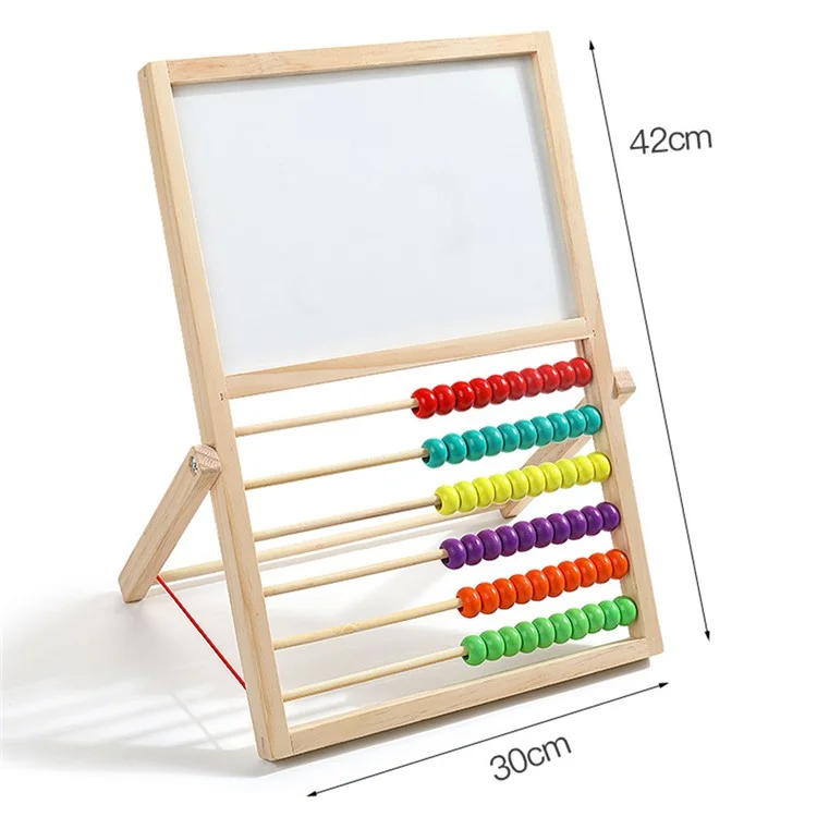 Tablero de Dibujo de Doble Cara Soporte de Ábaco de Madera para Escritorio para Niños