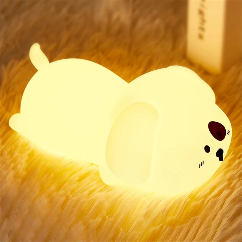 Bedside Tap Lamp Cute Dog Touch Night Lamp USB Charging Bedroom Decoration LED Light with Remote Control