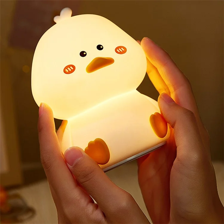 Luce colorata per camera da letto Mini Duck Shape Bedside Tap Lamp Caricamento USB Luce notturna a LED