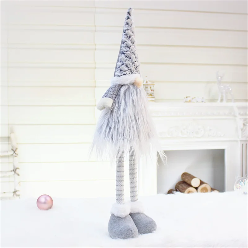 Telescopic Design Gnome Plush Christmas Decoration Ornament Thanks Giving Day Holiday Xmas Gift - 32026 Grey