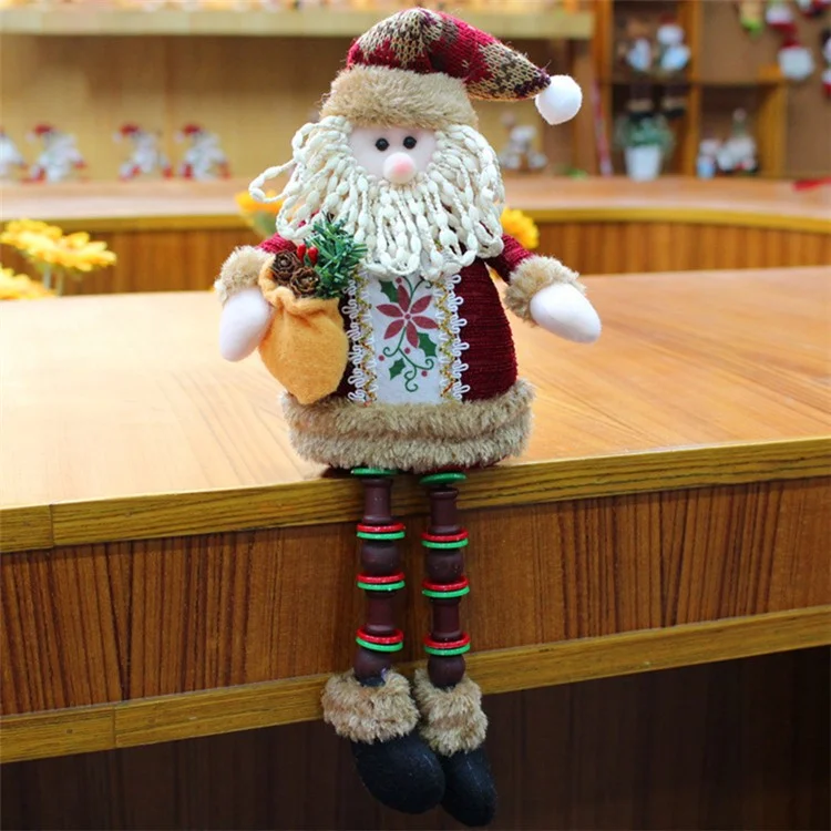 QY36169 32x13cm Home Office Desktop Christmas Ornament Lint Doll Xmas Decoration Holiday Gift - Santa Claus