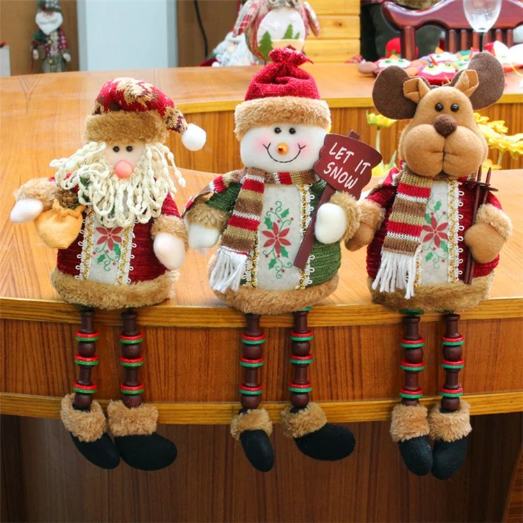 QY36169 32x13cm Home Office Desktop Christmas Ornament Lint Doll Xmas Decoration Holiday Gift - Santa Claus