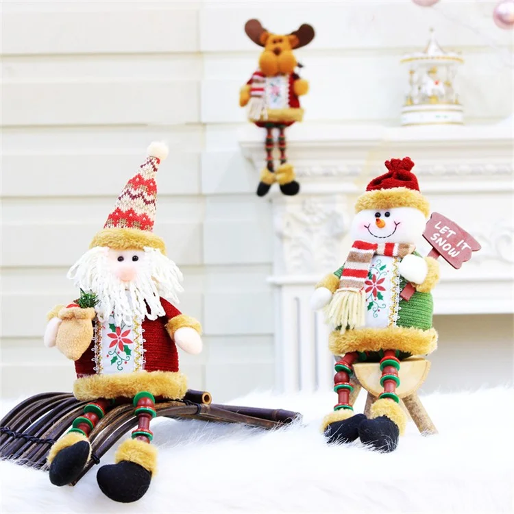 QY36169 32x13cm Home Office Desktop Christmas Ornament Lint Doll Xmas Decoration Holiday Gift - Santa Claus