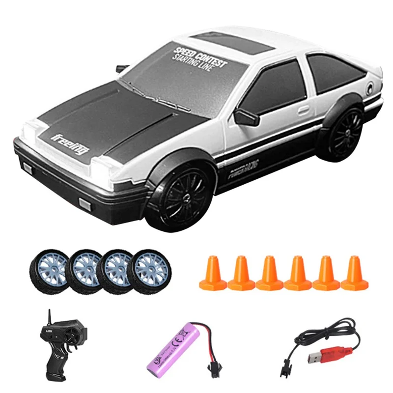 RC Drift Car 1 / 24 2.4GHz 4-Rad-Fernbedienung Rennfahrzeug für On-Road Kinder Jungen Spielzeug (Klassische Version) - AE86 / Weiß