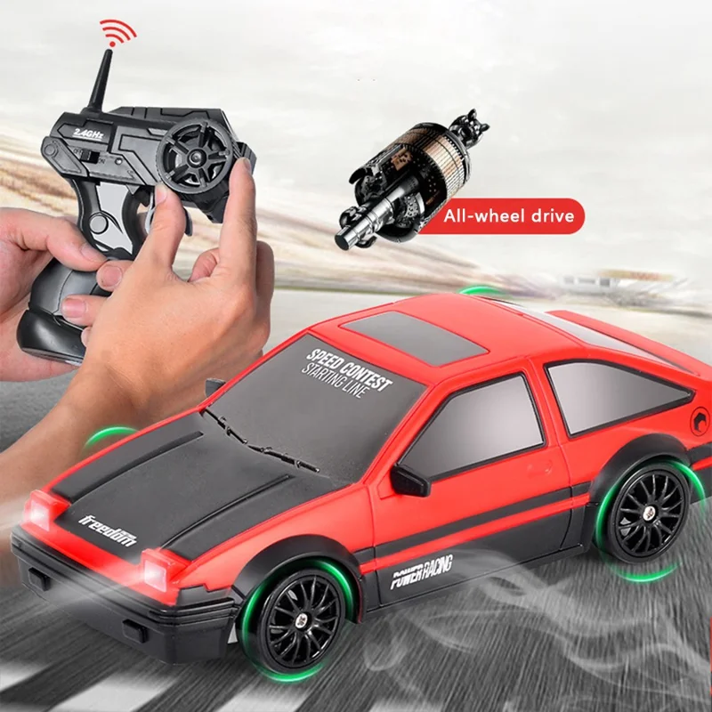 RC Drift Car 1 / 24 2.4GHz 4-Wheel Remote Control Racing On-Road Vehicle Kids Boy Toy (Classic Version) - Grey+Blue