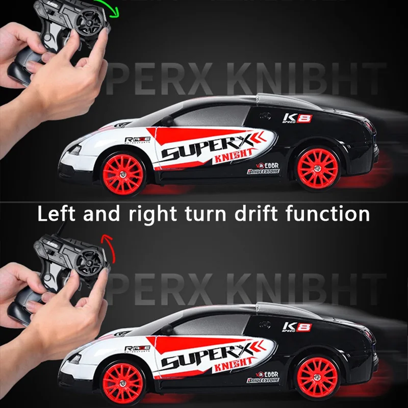 RC Drift Car 1 / 24 2.4GHz 4-Wheel Remote Control Racing On-Road Vehicle Kids Boy Toy (Classic Version) - Grey+Blue