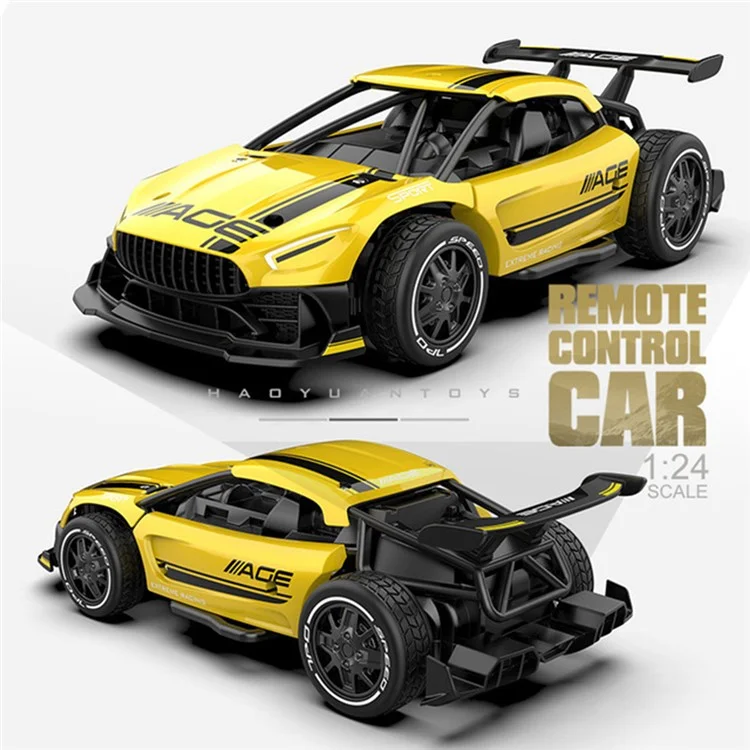 1:24 2.4G Remote Control Racing Car Toy High Speed Drift RC Vehicle Model - SL-6001 Yellow