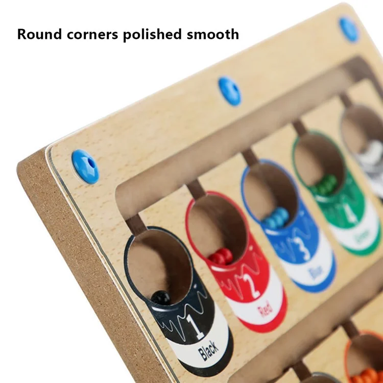 Wooden Magnetic Colorful Beads Number Maze Counting Game Kids Color Recognition Educational Toy - Style A