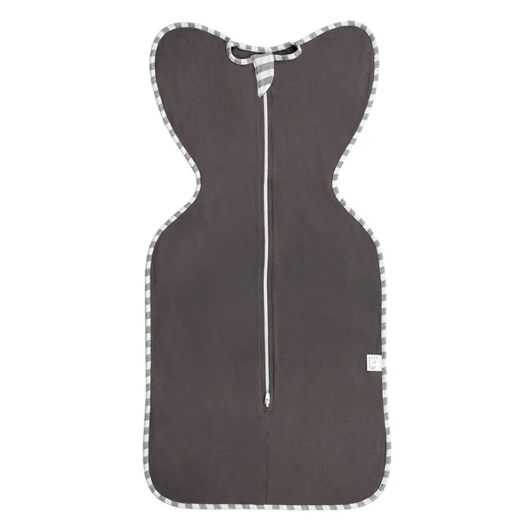 AB01 Cotton Baby Swaddle Blanket Zipper Anti-kicking Infant Sleeping Bag, Size M - Smoke Grey