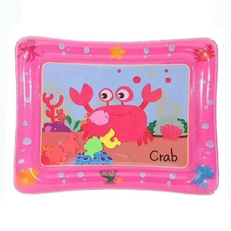 MT-0529 PVC Baby Water Pad Water Play Mat for Infants Early Development Activities - Pink Crab