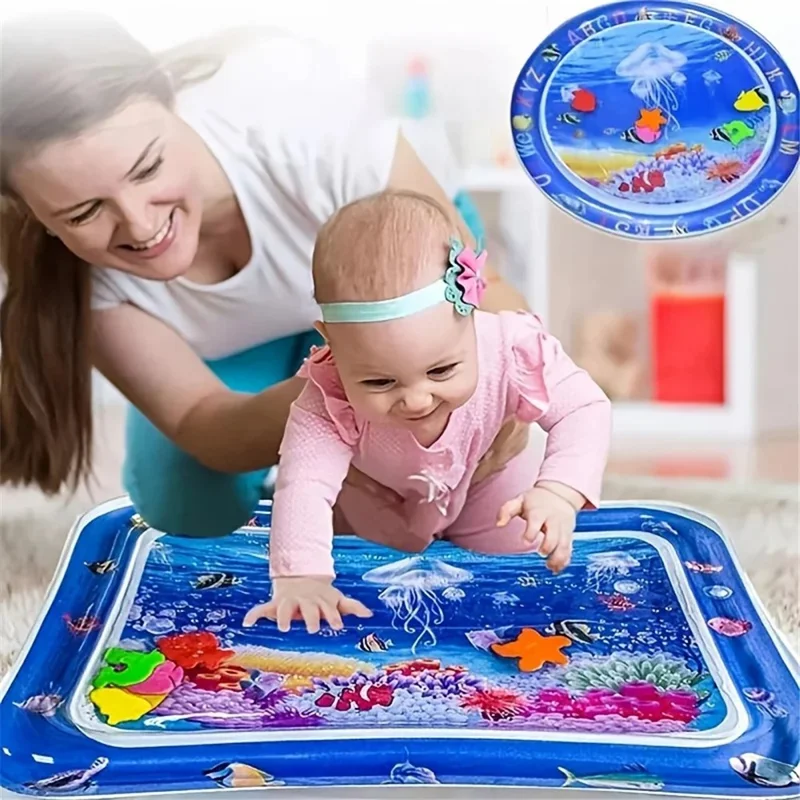 MT-0529 PVC Baby Water Pad Water Play Mat for Infants Early Development Activities - Pink Crab