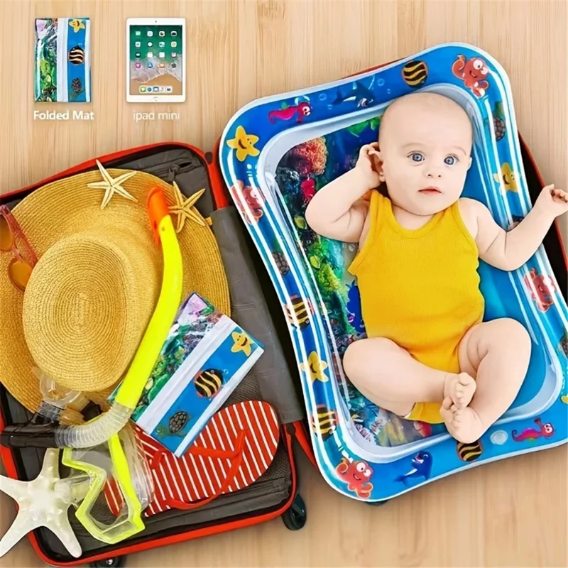 MT-0529 PVC Baby Water Pad Water Play Mat for Infants Early Development Activities - Pink Crab