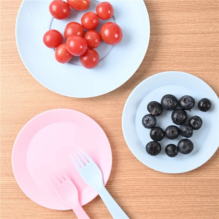 6Pcs / Set PP Knife Fork Plate Cutting Board Kids Play House Kitchen Toy Food Cutting Tool Set (FDA Certificated, BPA-free) - Blue