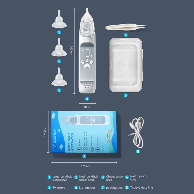 Ka1006 Baby Electric Nasal Aspirator Dispositivo de Succión Nasal Con 3 Consejos y Música Relajante