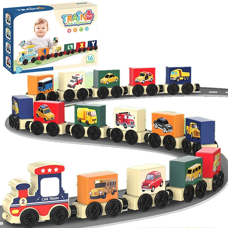 JJ924-927 Toy Train Sets with Bricks DIY Preschool Educational Toys for Toddlers Random Style - Car Version