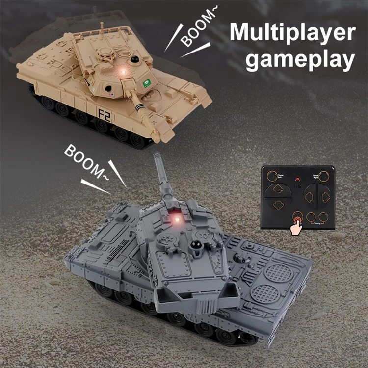 777-584 6 Canais Crianças 2.4G Controle Remoto Battle Tank Toy Simulation Model - Cinza