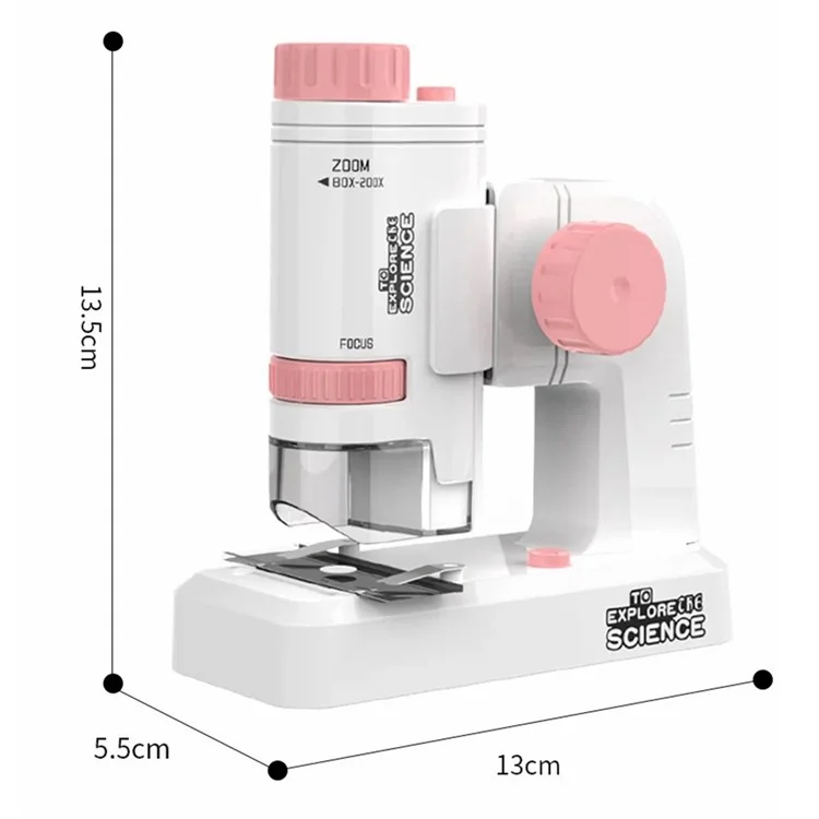 8607 Kids Science Microscope Handheld Outdoor Observation Microscope Educational Toy with Base - Pink