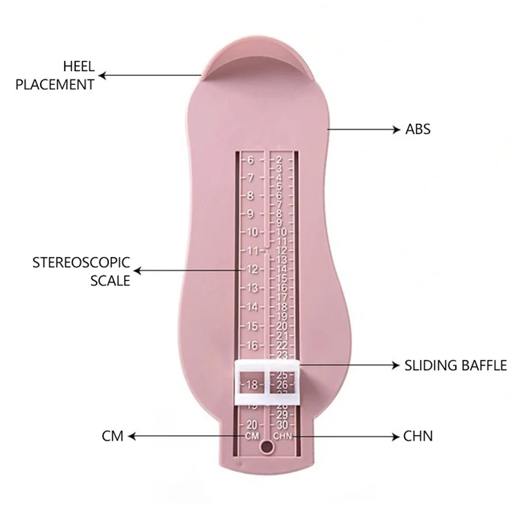 Dispositivo de medición de pies ABS Baby Foot Length Measure Tool Kids Shoes Size Measuring Gauge - Rosa
