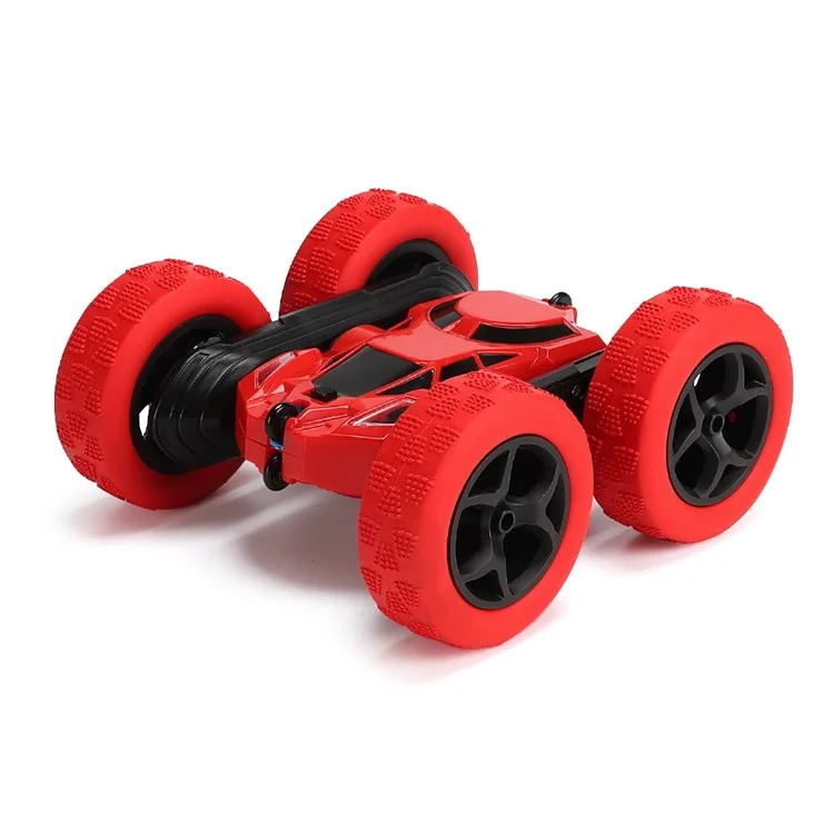 Voiture télécommandée Flip Stunt 7 km/h Voiture RC haute vitesse avec éclairage LED Jouet pour enfants - Rouge