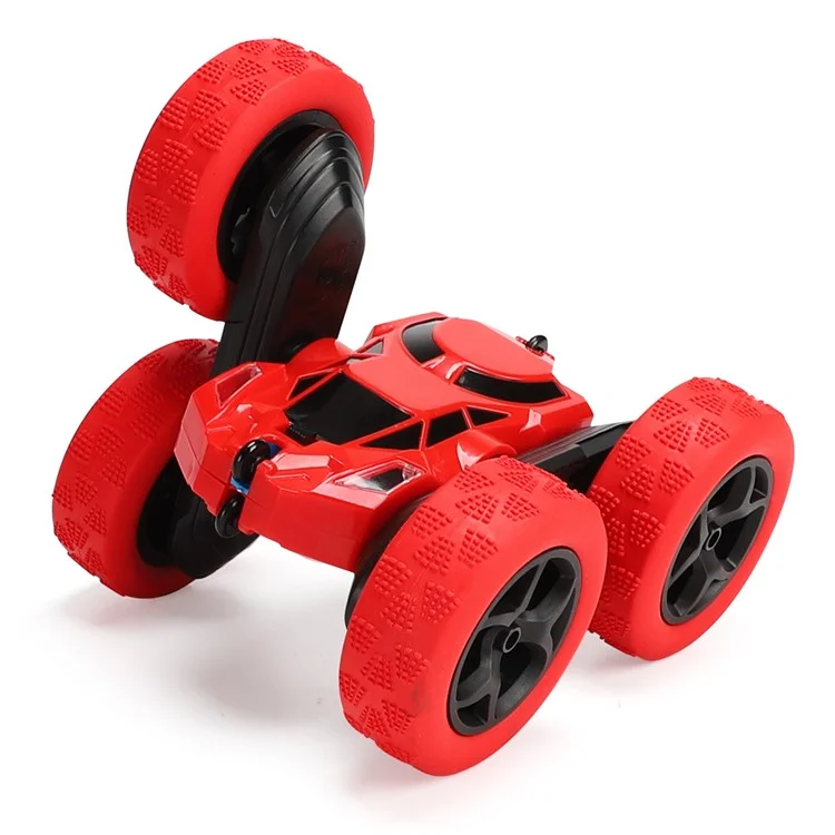 Voiture télécommandée Flip Stunt 7 km/h Voiture RC haute vitesse avec éclairage LED Jouet pour enfants - Rouge