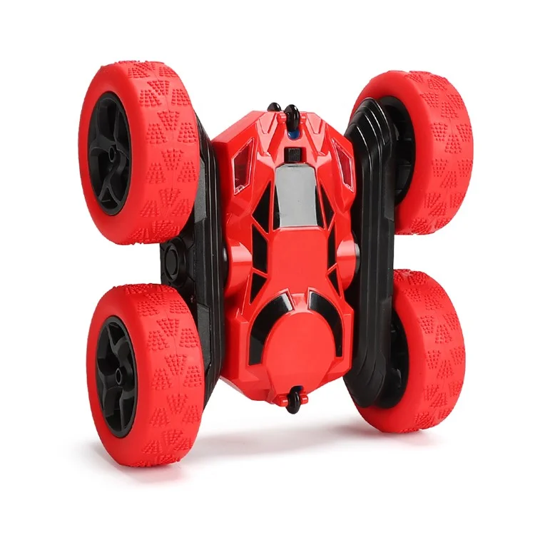 Voiture télécommandée Flip Stunt 7 km/h Voiture RC haute vitesse avec éclairage LED Jouet pour enfants - Rouge