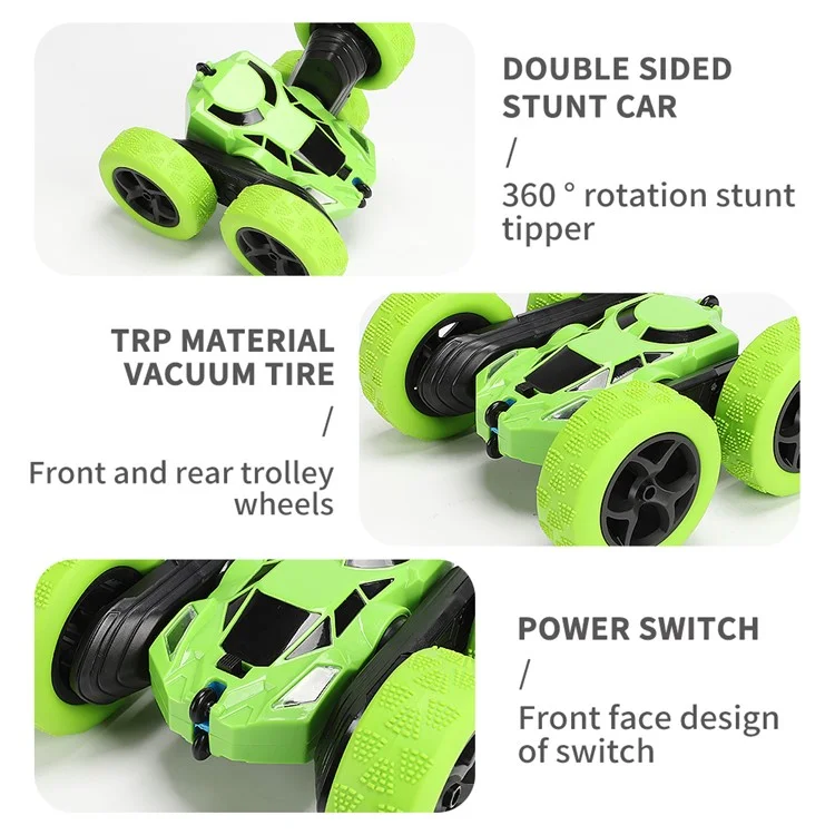 Voiture télécommandée Flip Stunt 7 km/h Voiture RC haute vitesse avec éclairage LED Jouet pour enfants - Rouge