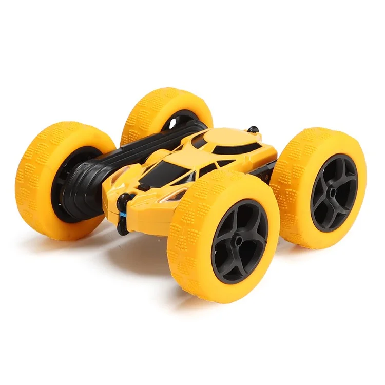 Flip Stunt Remote Control Car 7km / h High Speed RC Vehicle with LED Light Kids Toy - Yellow