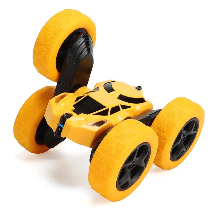 Flip Stunt Remote Control Car 7km / h High Speed RC Vehicle with LED Light Kids Toy - Yellow