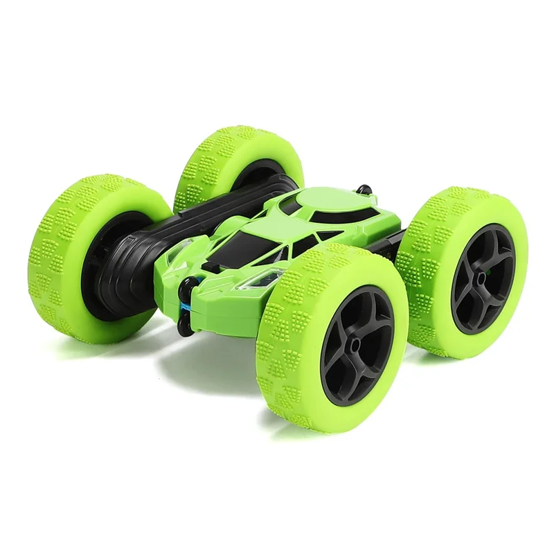 Flip Stunt Remote Control Car 7km / h High Speed RC Vehicle with LED Light Kids Toy - Green