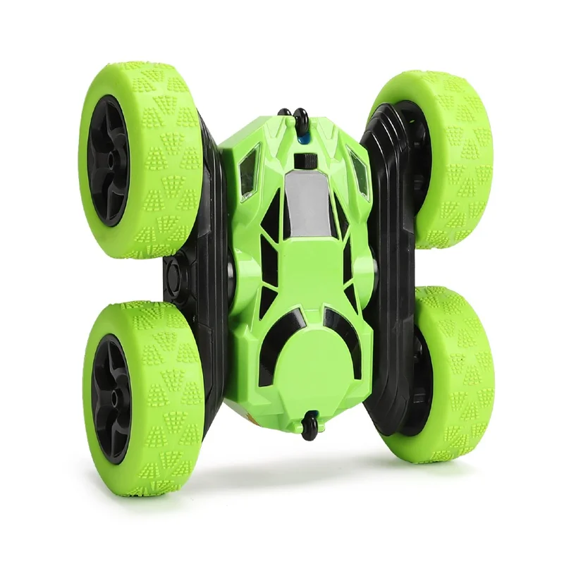 Flip Stunt Remote Control Car 7km / h High Speed RC Vehicle with LED Light Kids Toy - Green