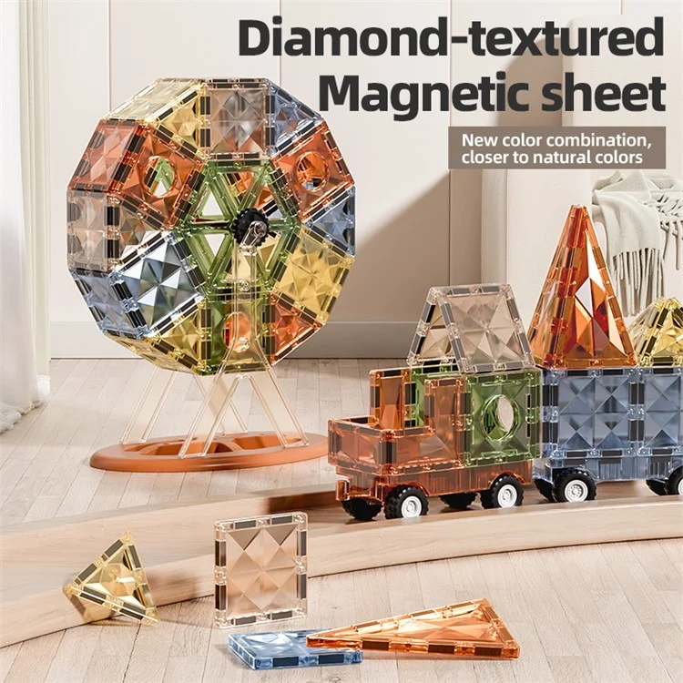 DIGE 9902 Blocos de Construção de 55 Peças / Conjunto para Crianças, Ladrilhos Magnéticos com Textura Diamante 4D Brinquedos de Quebra-cabeça