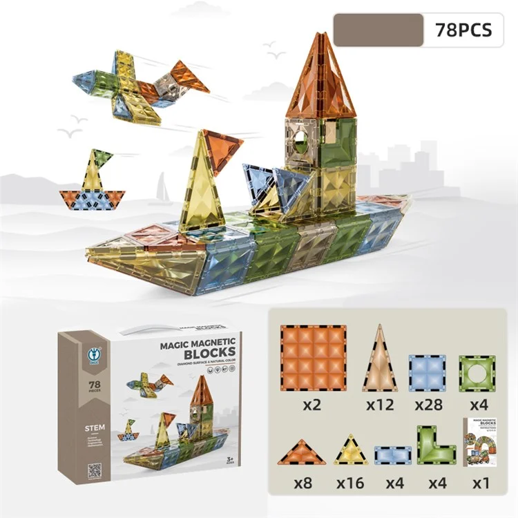 9903 78 Teile / Set 4D Diamant-Textur Magische Magnetische Blätter Pädagogisches Bauklötze-Spielzeug 
