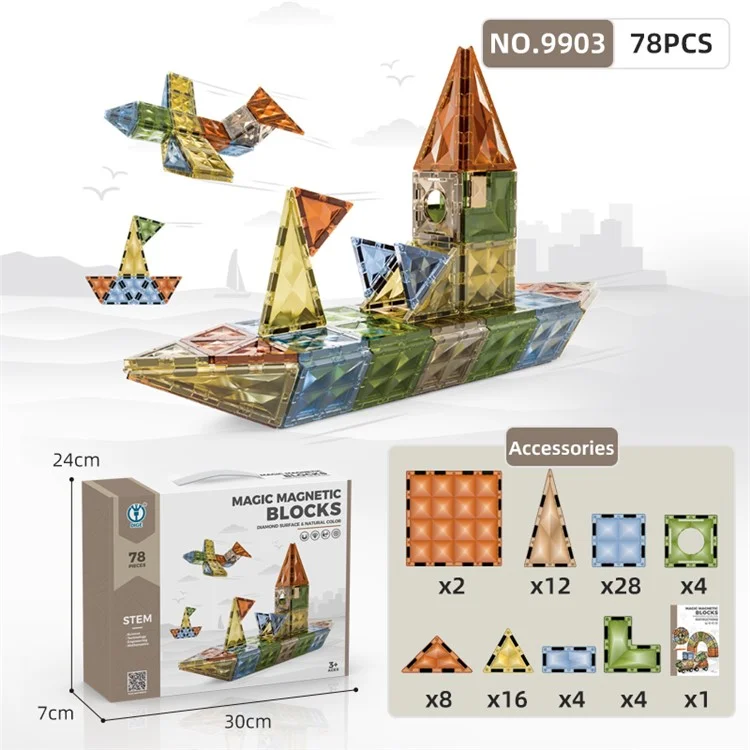 9903 78 Teile / Set 4D Diamant-Textur Magische Magnetische Blätter Pädagogisches Bauklötze-Spielzeug 