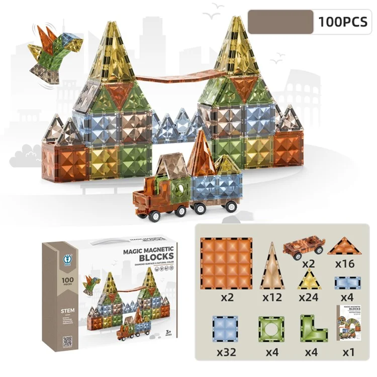 DIGE 9904 100Stück / Set Frühe Bildung für Kinder Magnetische Stapelblöcke Kinder Magnet Puzzle Spielzeug