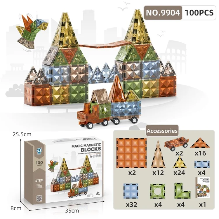 DIGE 9904 100Stück / Set Frühe Bildung für Kinder Magnetische Stapelblöcke Kinder Magnet Puzzle Spielzeug