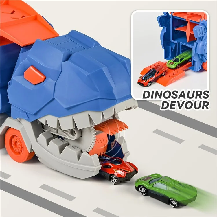 Dinosaur Devouring Ejection Car Toy Dinosaur Track Sliding Small Car Storage Kids Toy (With 4 Cars)