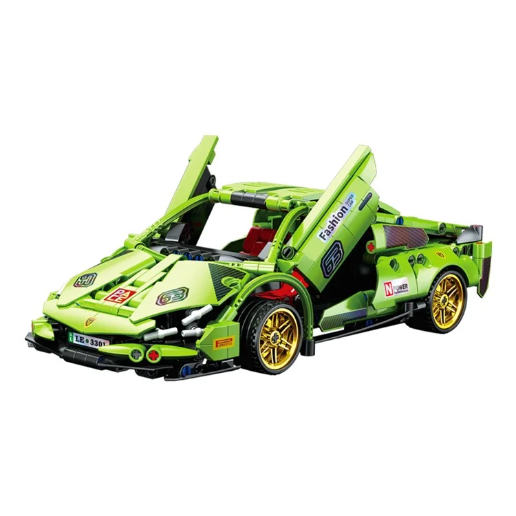 9029 Bloques de construcción para niños Coche de carreras con tracción trasera Modelo educativo de ensamblaje - Verde