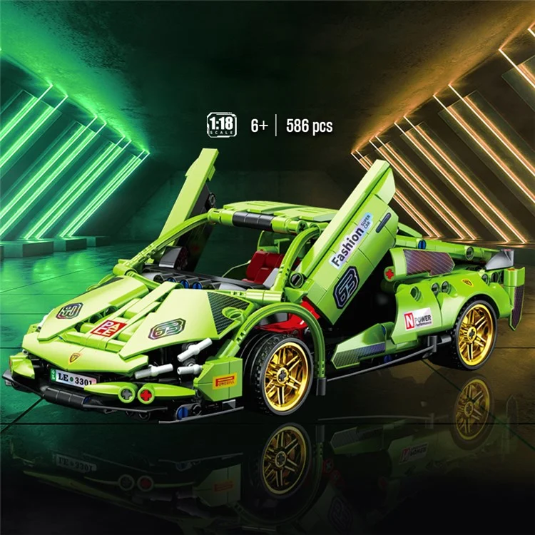 9029 Bloques de construcción para niños Coche de carreras con tracción trasera Modelo educativo de ensamblaje - Verde