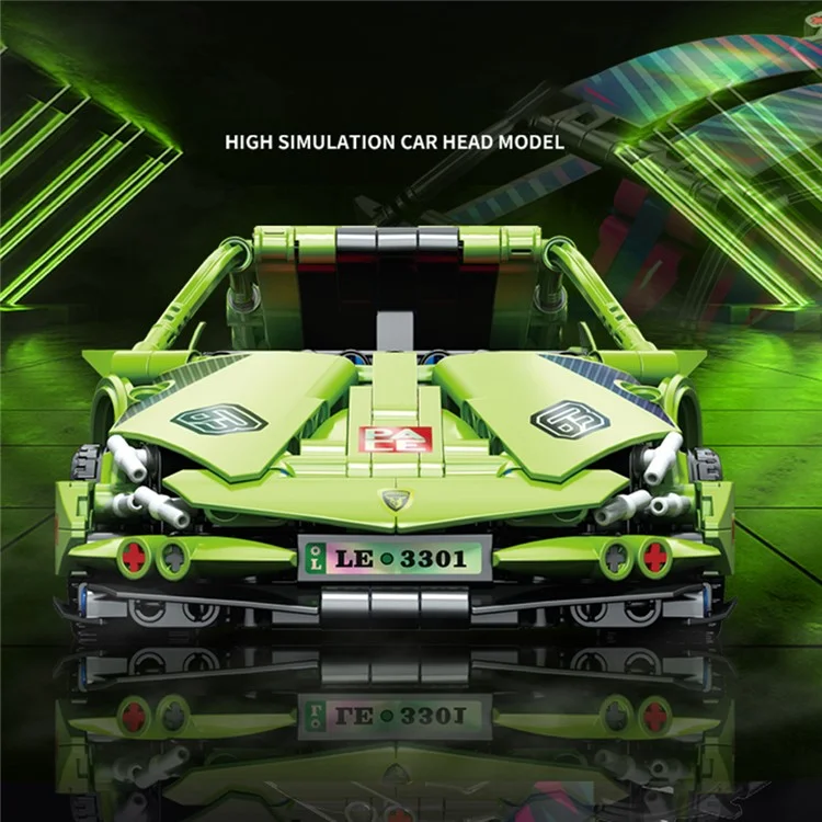 9029 Bloques de construcción para niños Coche de carreras con tracción trasera Modelo educativo de ensamblaje - Verde