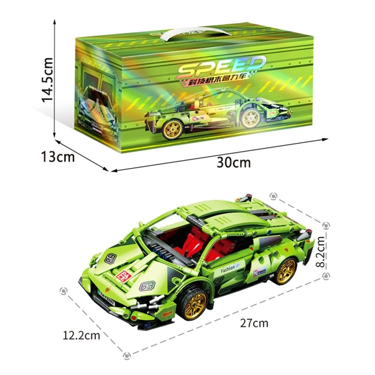 9029 Bloques de construcción para niños Coche de carreras con tracción trasera Modelo educativo de ensamblaje - Verde