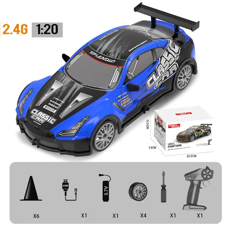 1:20 4WD Drift 2.4G Remote Control Racing Car Model with Light Children Toy - 103 Blue