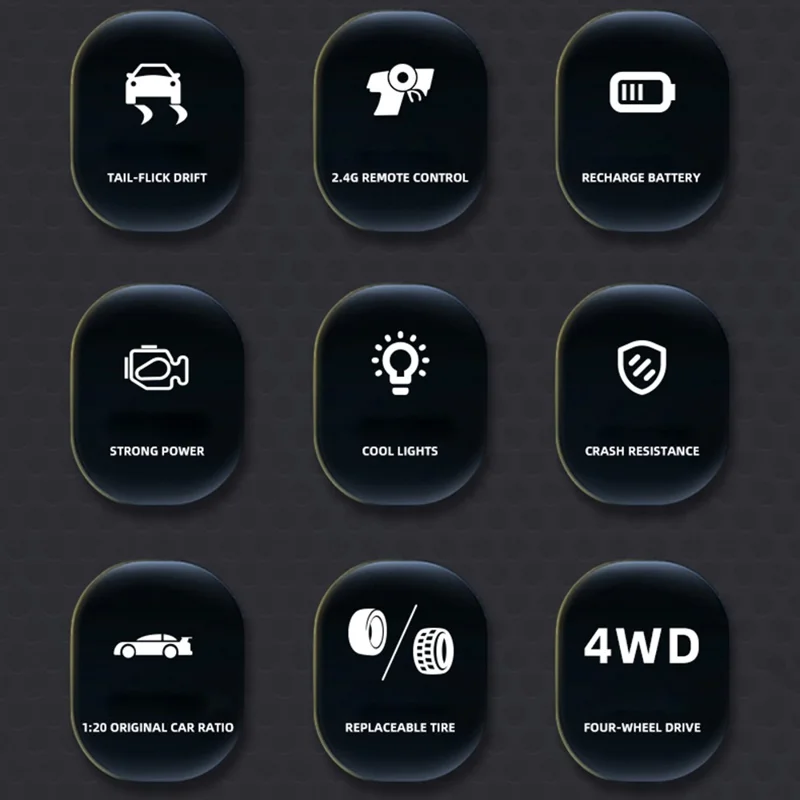 1:20 4WD Drift 2.4G Remote Control Racing Car Model with Light Children Toy - 103-1 Green