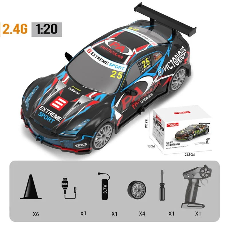 1:20 4WD Drift 2.4G Auto da Corsa Telecomandata Modello con Luce Giocattolo per Bambini - 103-1 Blu