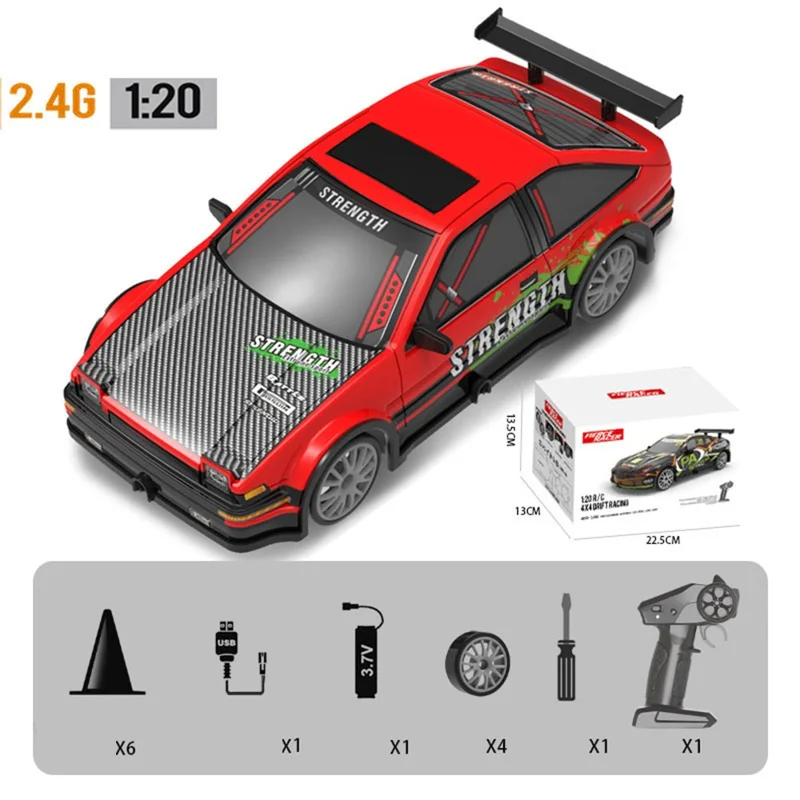 1:20 4WD Drift 2.4G Радиоуправляемая гоночная машина-модель с освещением, игрушка для детей - 102 Красная