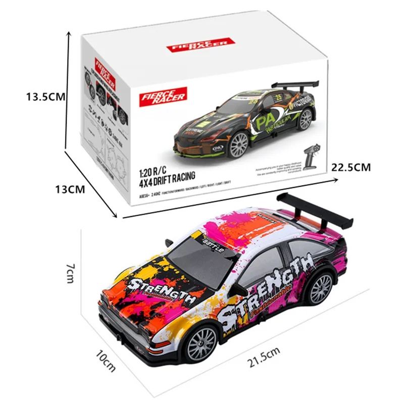 1:20 4WD Drift 2.4G Remote Control Racing Car Model with Light Children Toy - 102-1 Orange