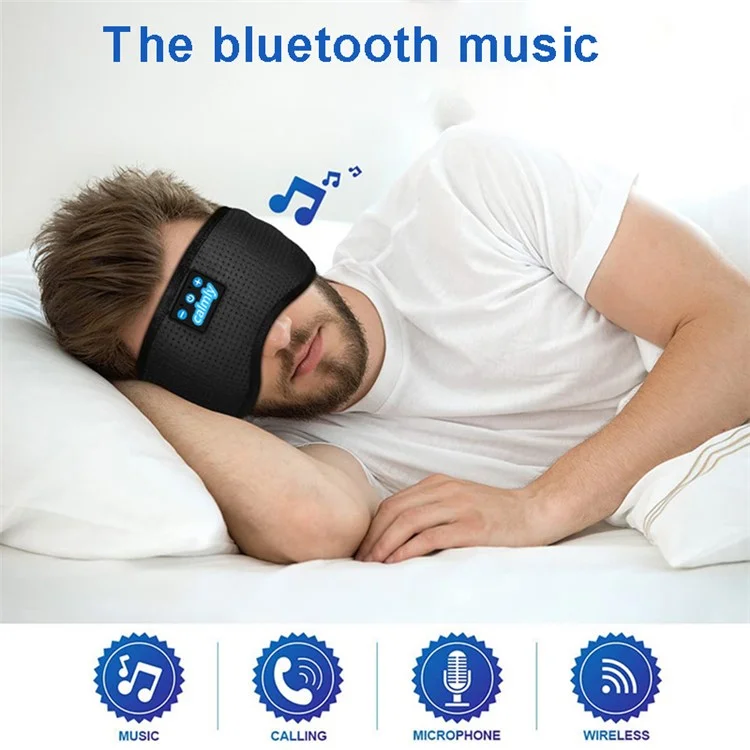 Masque de sommeil intelligent Bluetooth avec musique Masque de sommeil sans fil Couvre-yeux avec musique / haut-parleur Masque de sommeil à ombre arc respirant - Noir