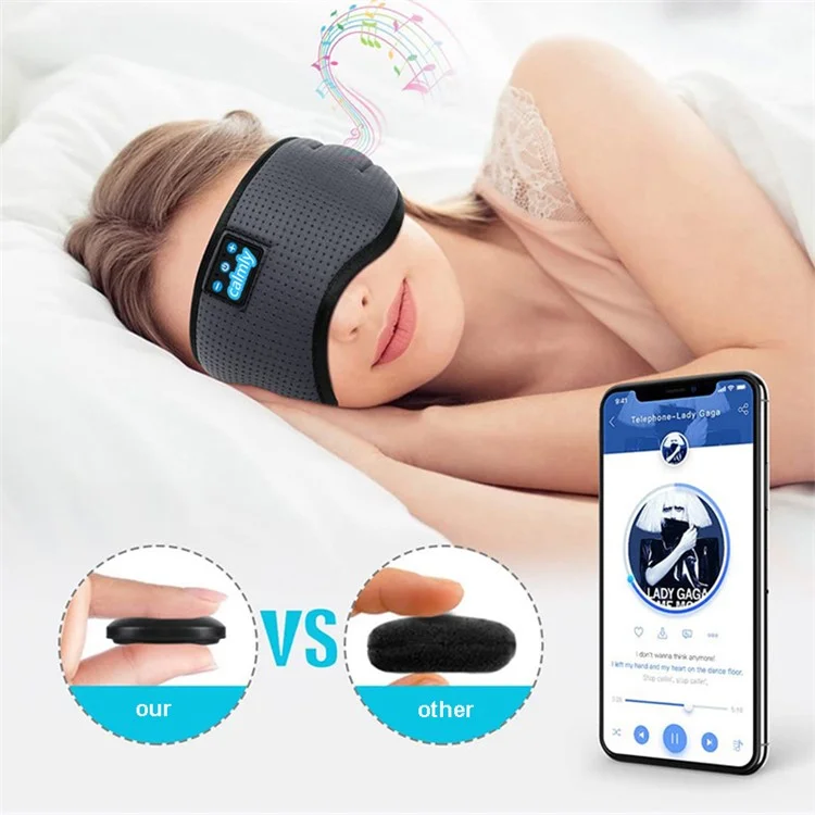 Masque de sommeil intelligent Bluetooth avec musique Masque de sommeil sans fil Couvre-yeux avec musique / haut-parleur Masque de sommeil à ombre arc respirant - Noir